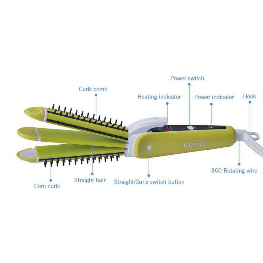 Kemei 3 In 1 Electric Hair Curler And Straightener KM 6877